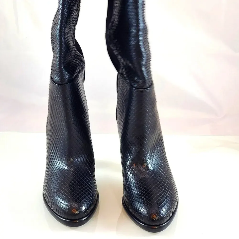 NWT$2995 Givenchy Black Mayfair Suede Snakeskin Leather High Knee Boots Sz 36, 6